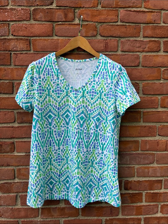 Blair Tops - Blair Teal, Blue & Green Geometric Short-Sleeve Tee